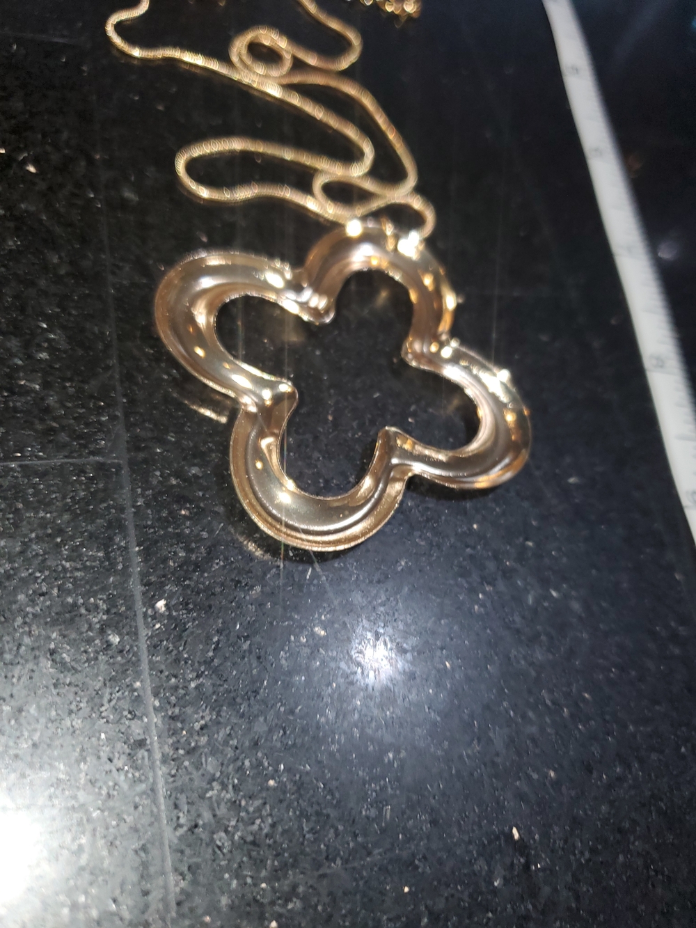 Gold Tone Floral Clover Pendant Necklace and Stud Set Earrings Set - Picture 8 of 8